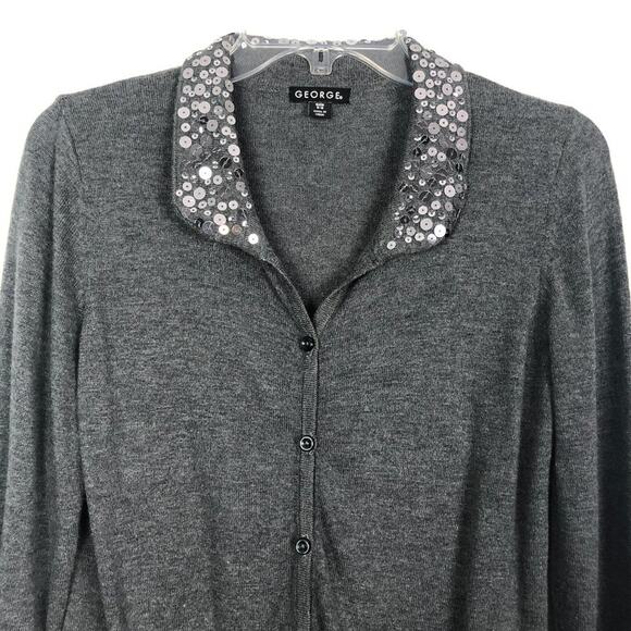 GEORGE Sequin Button Down Gray Cardigan Size Small - Picture 4 of 11